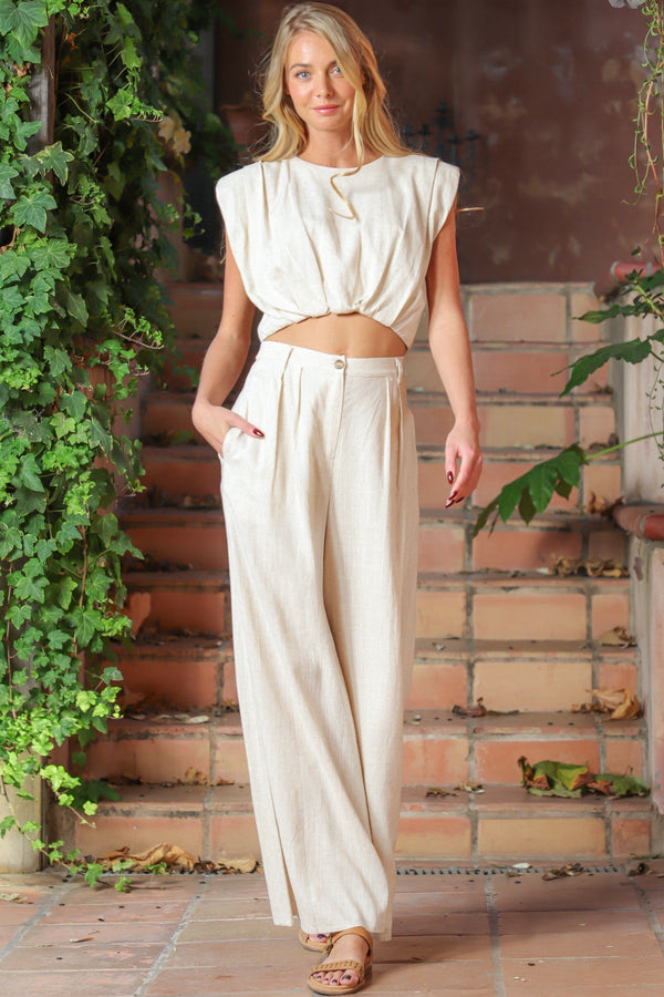 Florence Linen Cropped Top Pants