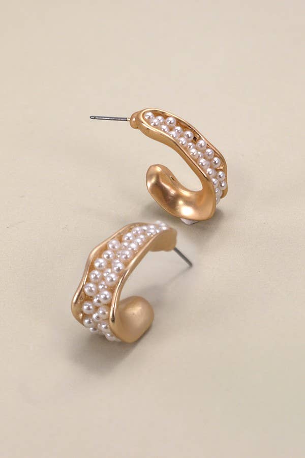Pearl Matte Hoop Earrings