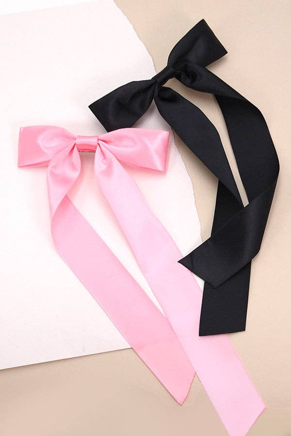 Silky Satin Bow Hair Clip- Pink