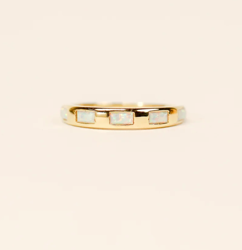 White Opal Inset Ring