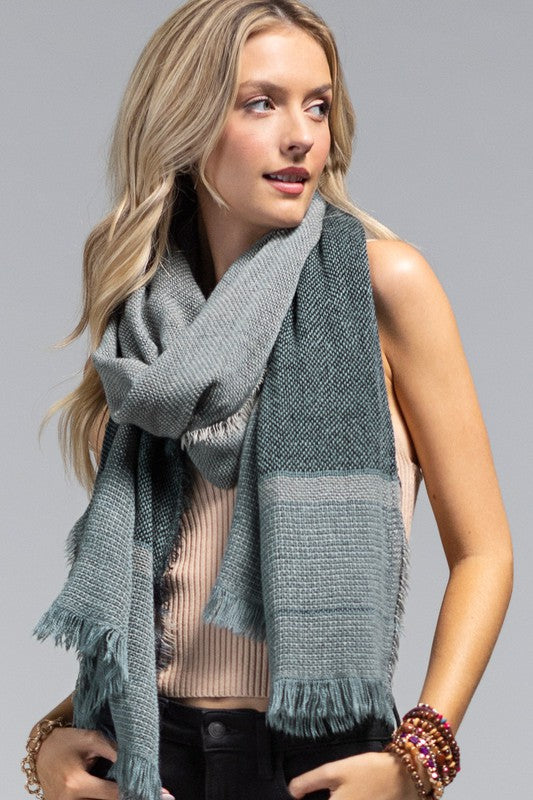 Textured Oblong Scarf-Blue