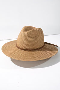 Suede Braid Trim Sun Hat - Dark Natural