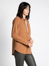 Lewis Button Front Shacket- Caramel