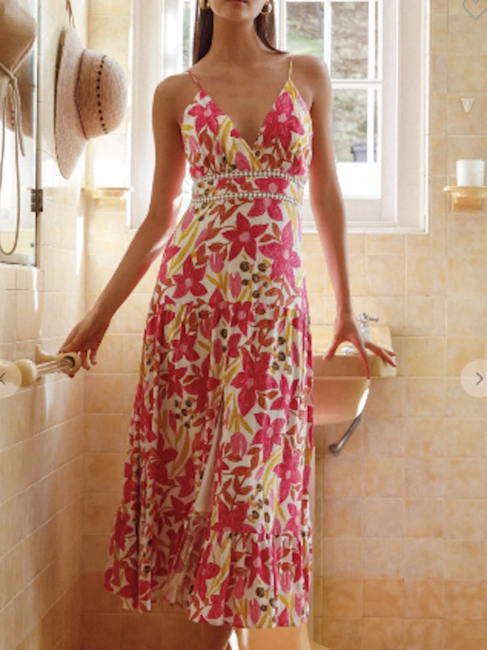 St Lucia Bright Floral Print Midi Dress